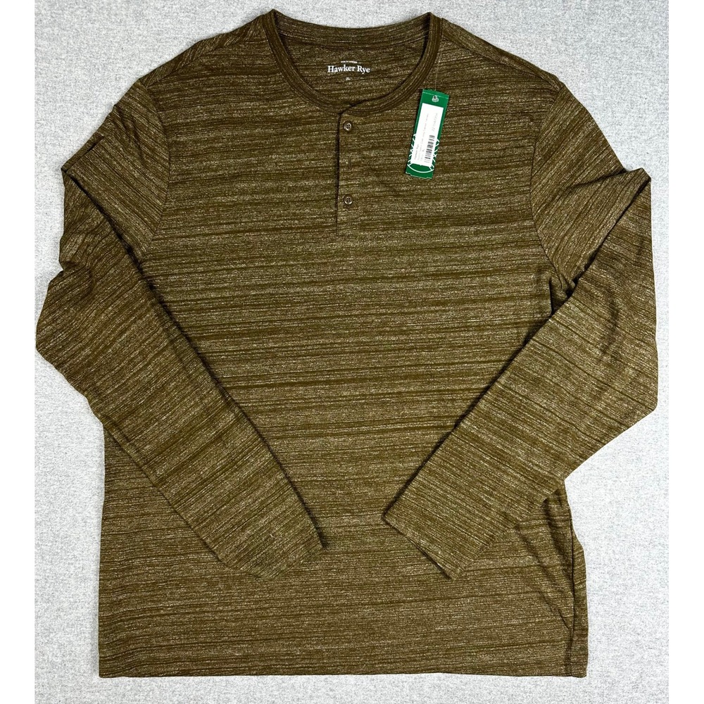 Hawker Rye Henley Shirt Mens XL Olive NEW Austin Space-Dye Long Sleeve